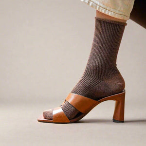 KLUE Glitter Camel brown socks