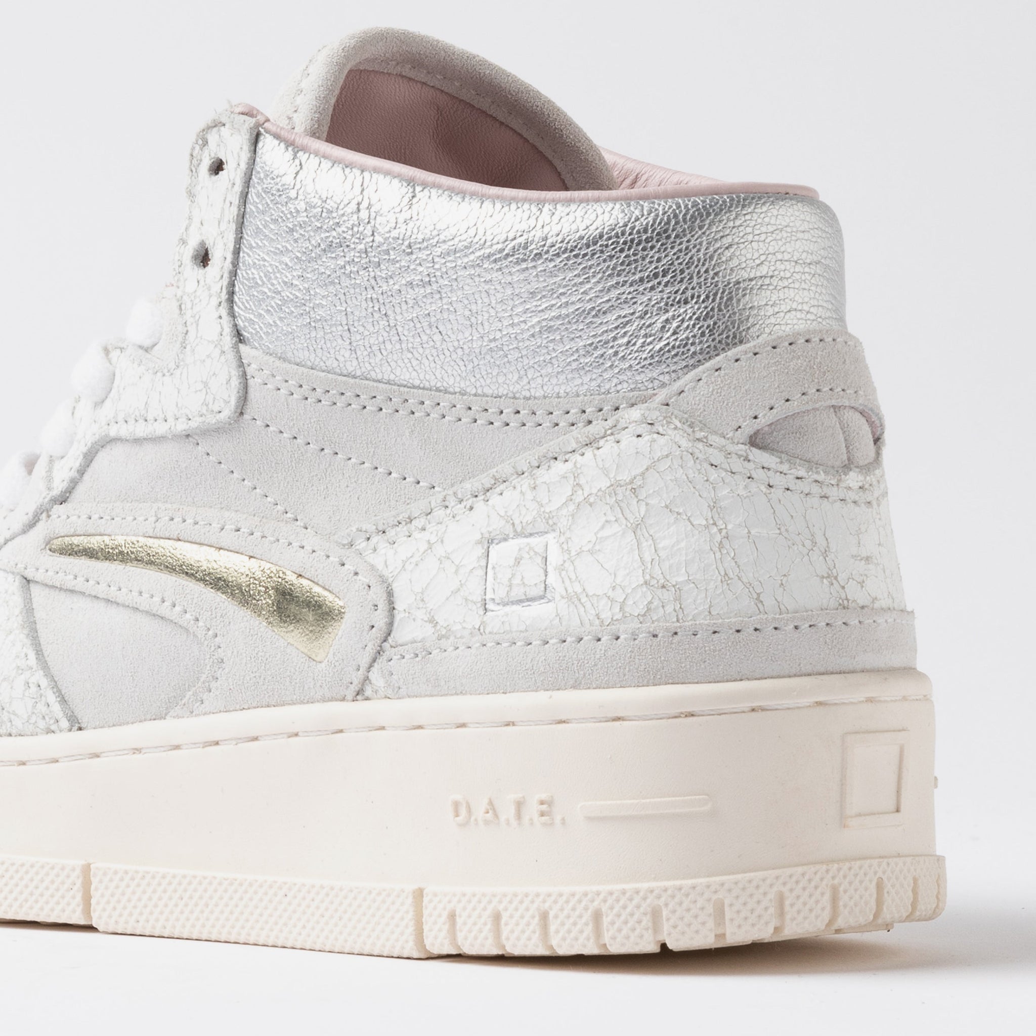 white high top silver gold details