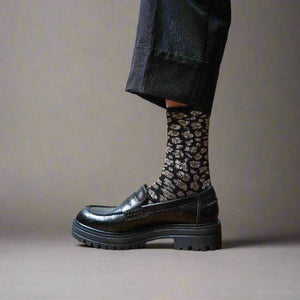 KLUE Glitter Leopard black socks