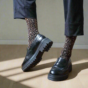 KLUE Glitter leopard brown socks