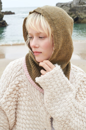 Cosy balaclava khaki & pink