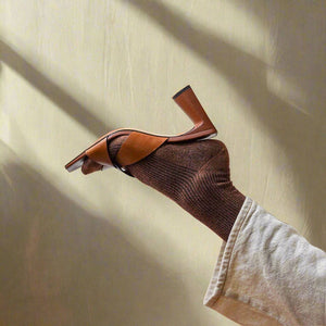 KLUE Glitter Camel brown socks
