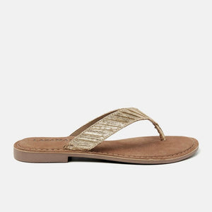 Roxy gold leather flip flop