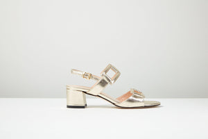 Grecia metallic gold block heel sandal - MADE THE EDIT