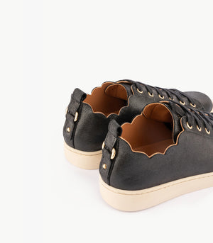 Maison Toufet Julie Scallop Black Leather Sneakers
