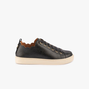 Maison Toufet Julie Scallop Black Leather Sneakers