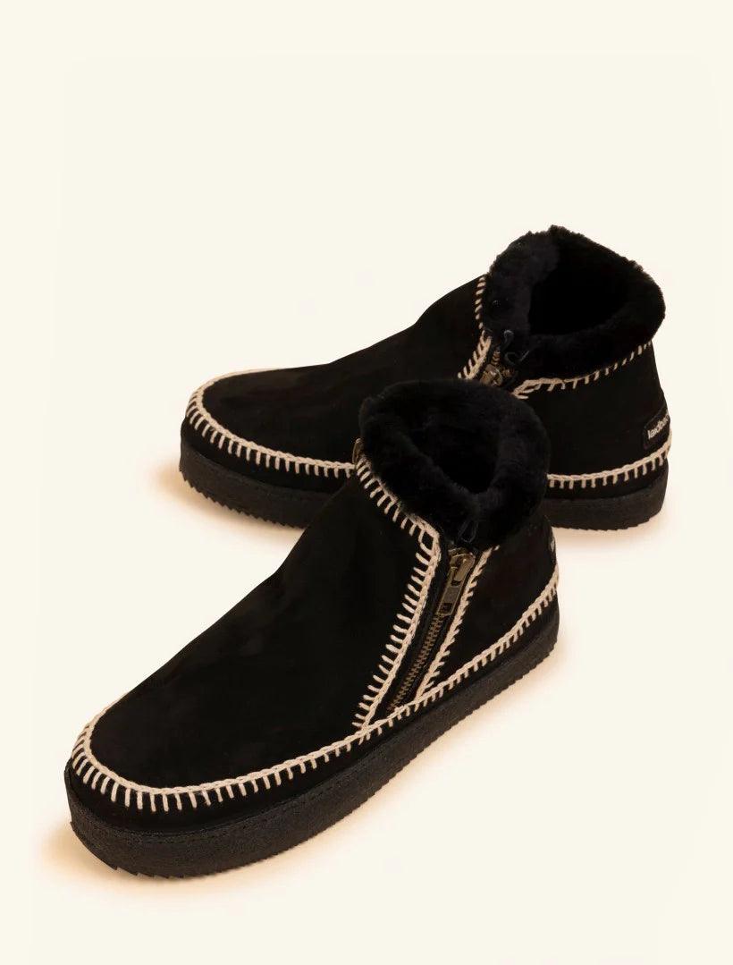 Laid Back London Setsu Low Crochet Boot in Black Suede - MADE THE EDIT