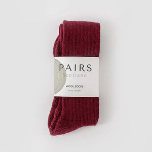 Pairs Scotland Burgundy Wool Knee Highs