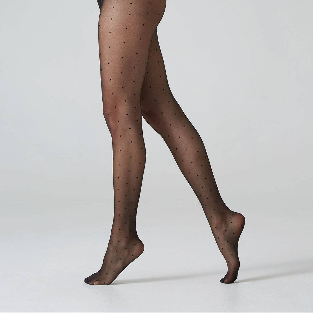 Polka Dot Sheer Tights - Black