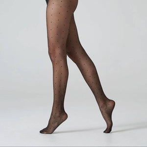 Polka Dot Sheer Tights - Black