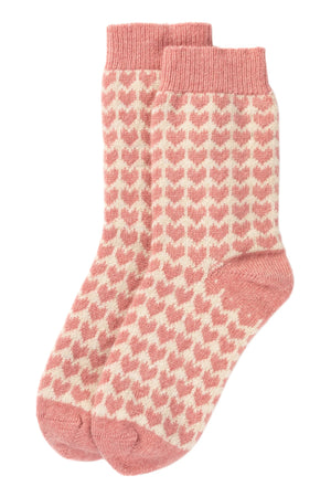 Pink Hearts Cashmere Socks