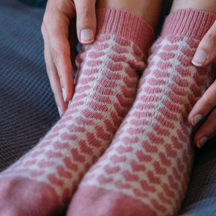 Pink Hearts Cashmere Socks