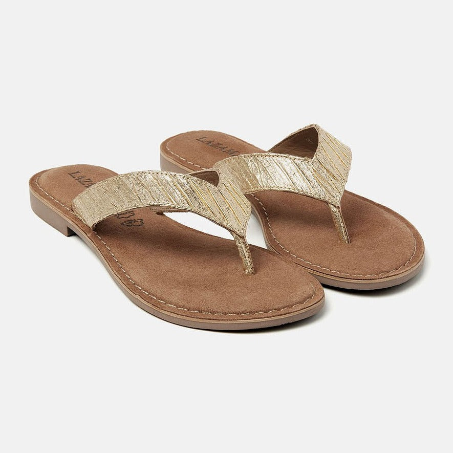 Roxy gold leather flip flop