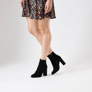 Amy Block Heel Buttoned Boot in Black Suede - MADE THE EDIT