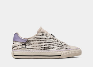 Discover the D.A.T.E. Linea style in a Zebra & lilac colour way. This style features zebra print across the whole outer with lilac detailing at the back of the trainer. A great trainer for everyday wear and perfect if you want your shoes to stand out. 