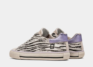 Discover the D.A.T.E. Linea style in a Zebra & lilac colour way. This style features zebra print across the whole outer with lilac detailing at the back of the trainer. A great trainer for everyday wear and perfect if you want your shoes to stand out. 