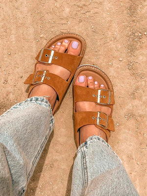 Genuins Hawaii Velour Soft Tan Sandal Mule Style - MADE THE EDIT