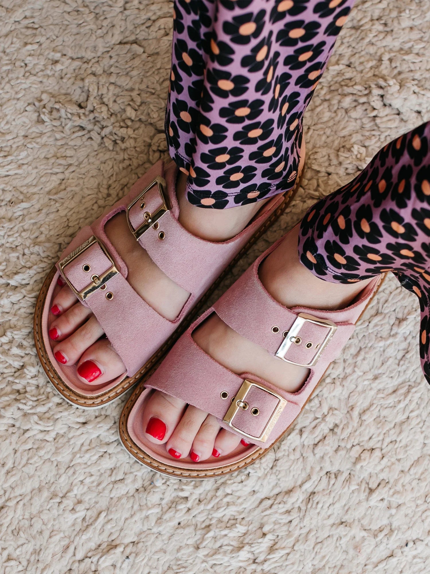 Genuins Hawaii Velour Soft Pink Sandal Mule Style - MADE THE EDIT