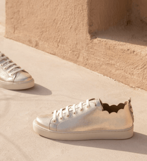 Maison Toufet Julie Scallop Soft Gold Sneakers - MADE THE EDIT