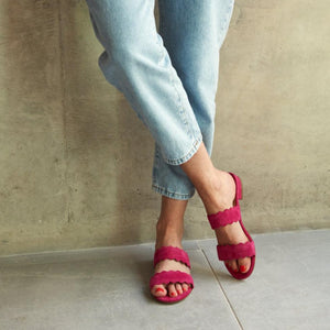 Naomi Pink Suede Scallop Sandal - MADE THE EDIT