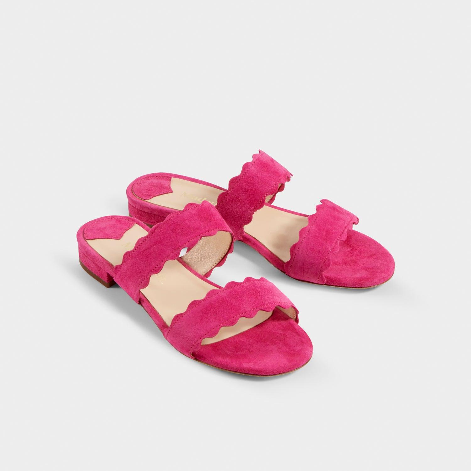 Naomi Pink Suede Scallop Sandal - MADE THE EDIT