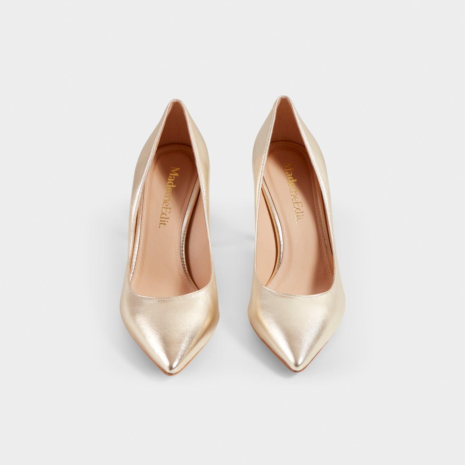 Nataly pointy toe gold pumps