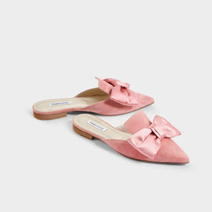 Steph Bow Rose pink suede flat - MADE THE EDIT